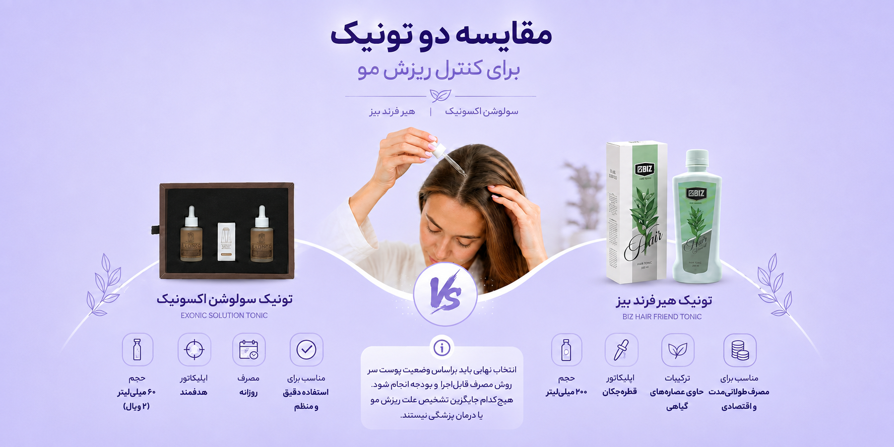 مقایسه تونیک سولوشن اکسونیک و هیر فرند بیز؛ کدام برای شما مناسب‌ تر است؟