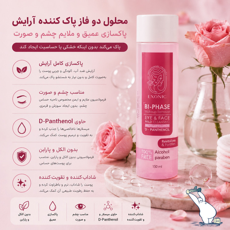 محلول پاک کننده آرایش دو فاز رزهیپ