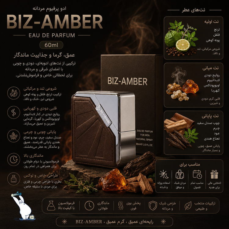 ادوپرفیوم مردانه 60میل biz-amber