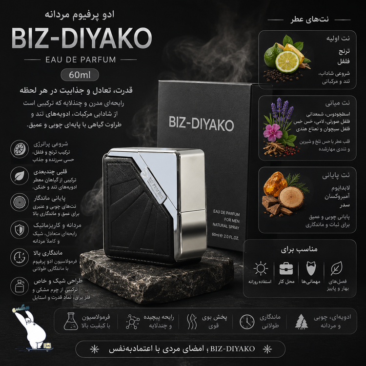ادوپرفیوم مردانه 60میل biz-diyako