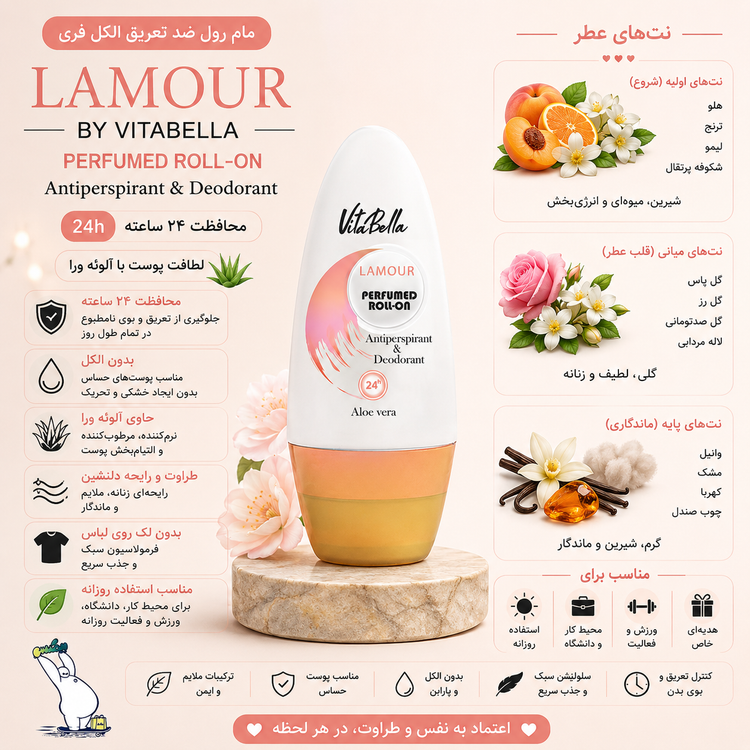مام رول ضد تعریق الکل فری LAMOUR ویتابلا